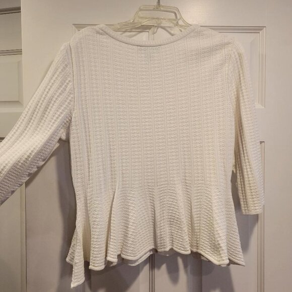 St. John knit three-quarter length sleeve peplum top - Picture 2 of 7